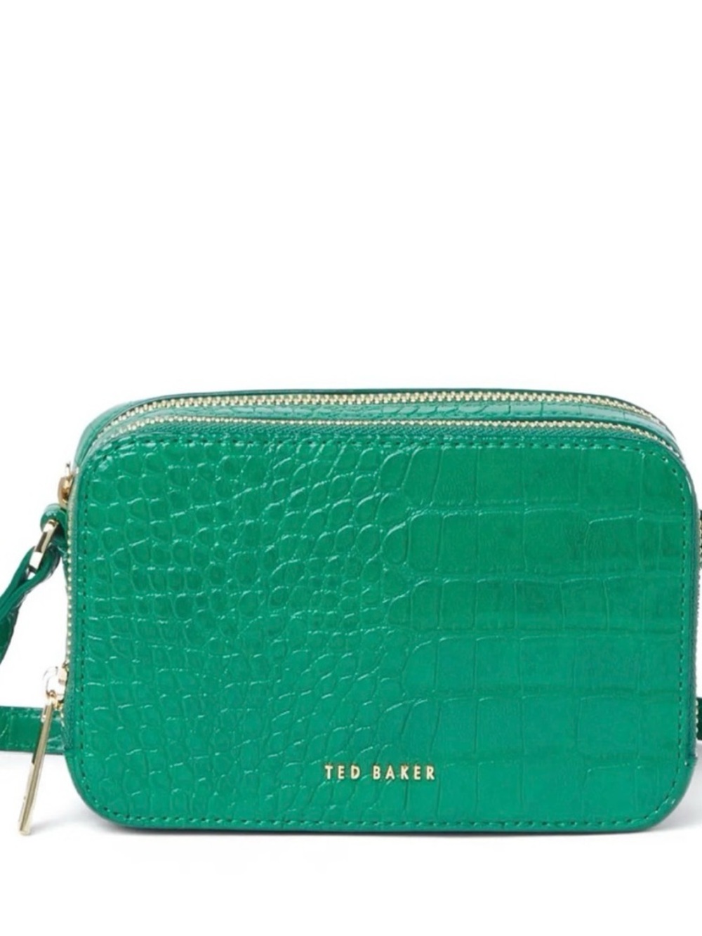 Ted Baker Emerald Croc-Embossed Crossbody Bag with Gold Hardware